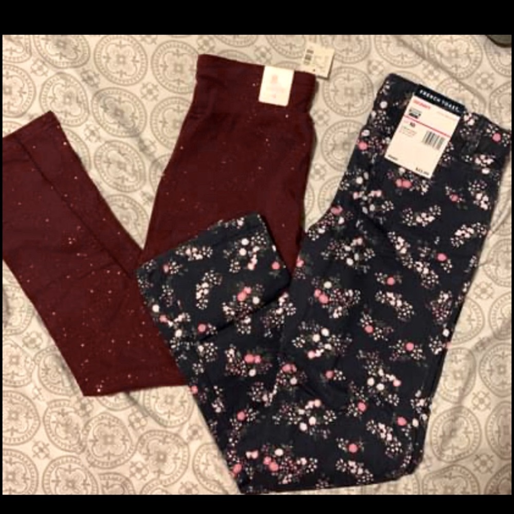 GIRLS LEGGINGS AND FLORAL JEANS SIZE 10 - NWT